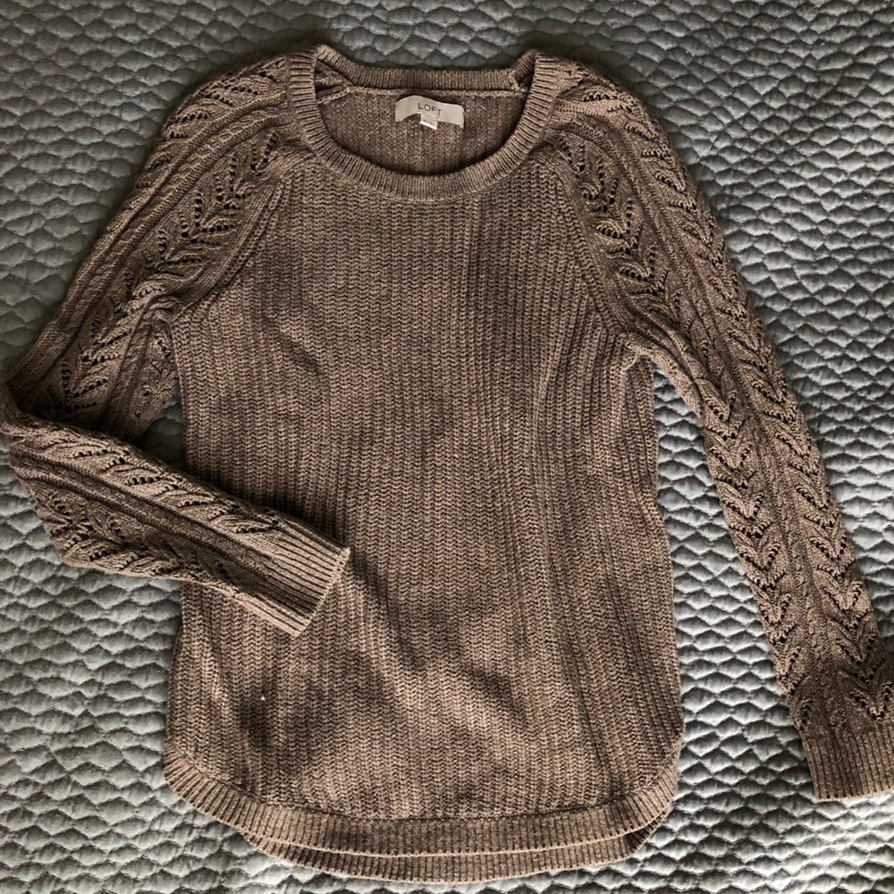 LOFT Crochet Sleeve Sweater